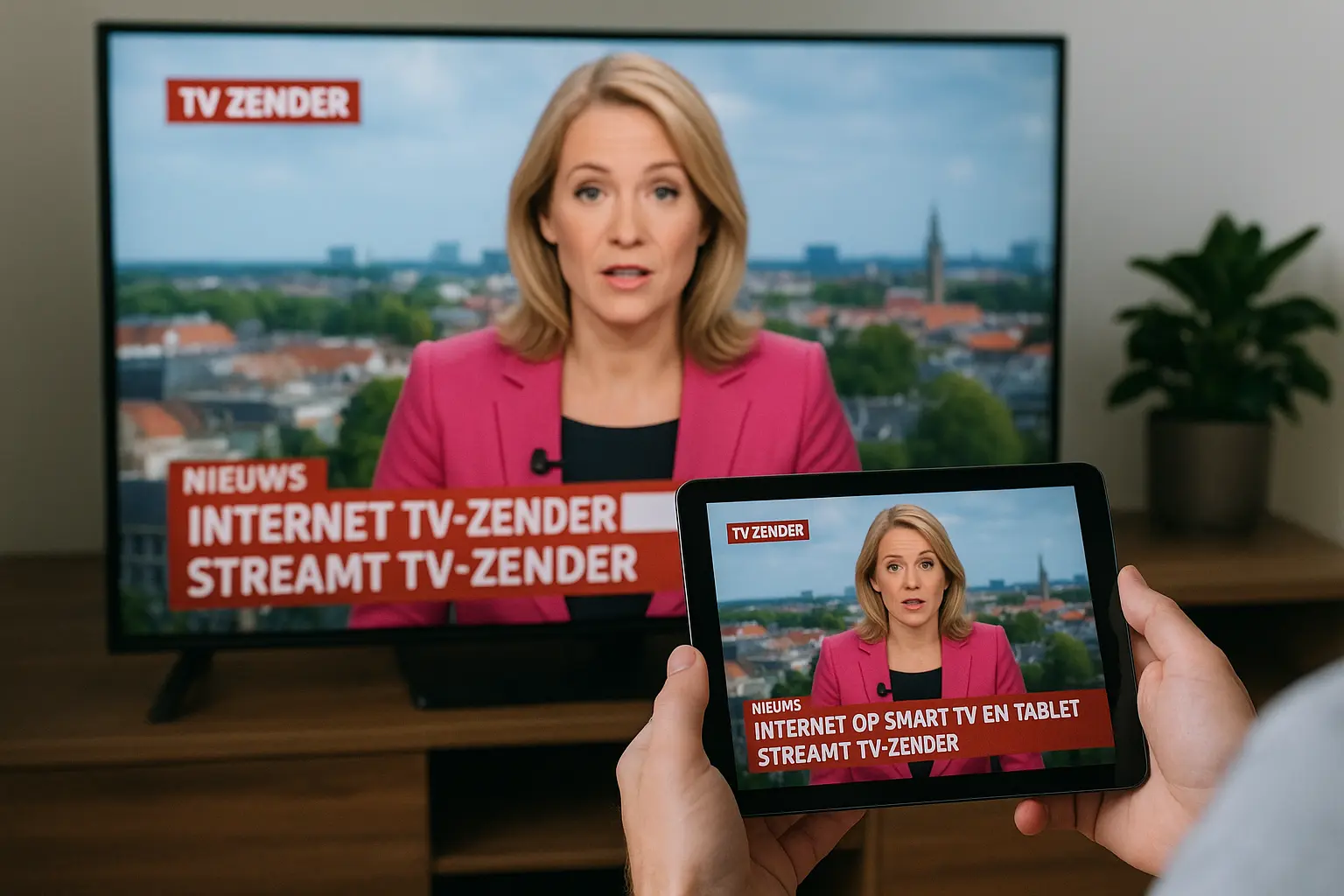 Televisie kijken via IPTV op smart TV en tablet over internet