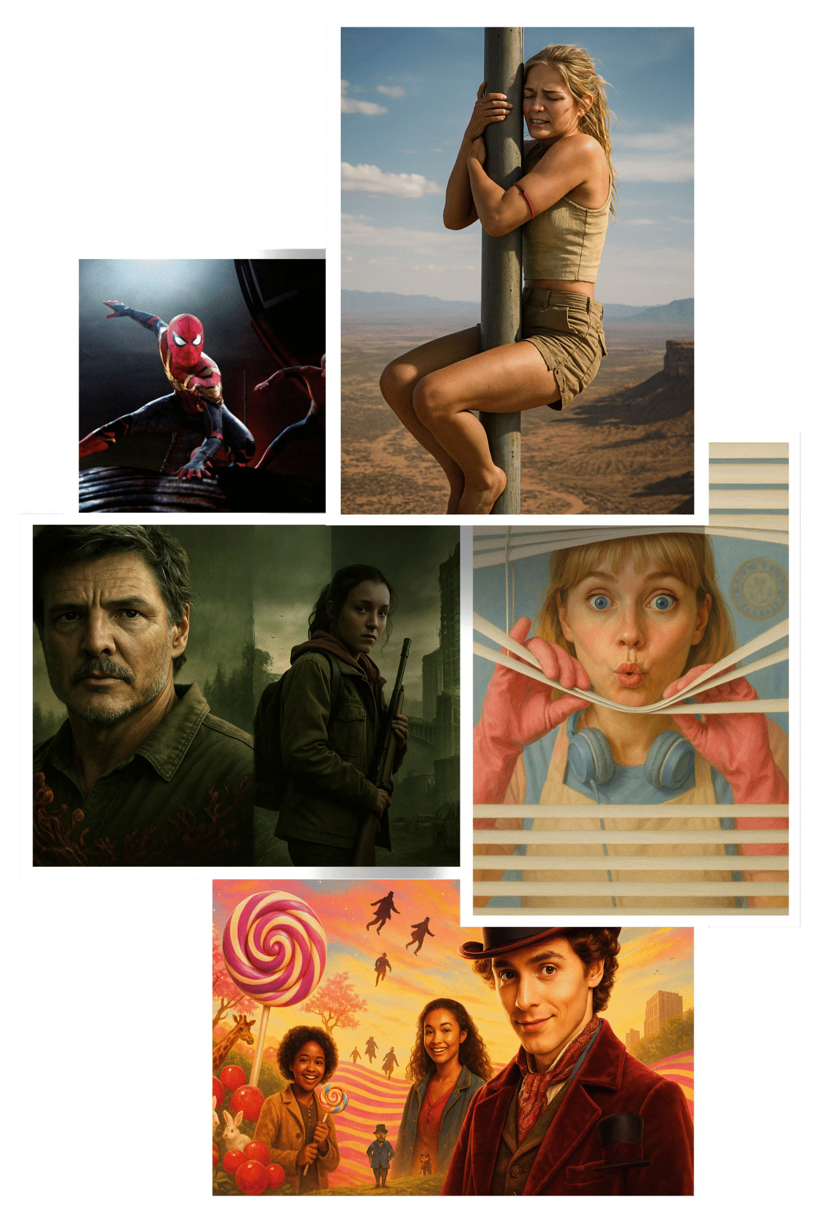 Collage van populaire films en series – van actie tot familie-entertainment via IPTV