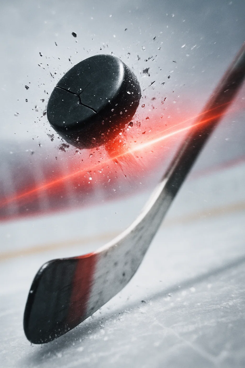 IJshockeystick slaat puck over het ijs – live ijshockeywedstrijden kijken via IPTV