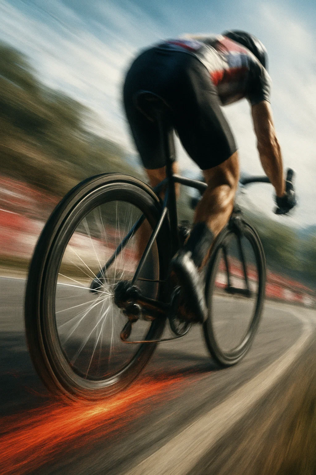 Wielrenner in volle vaart tijdens een race – live wielersport streamen via IPTV