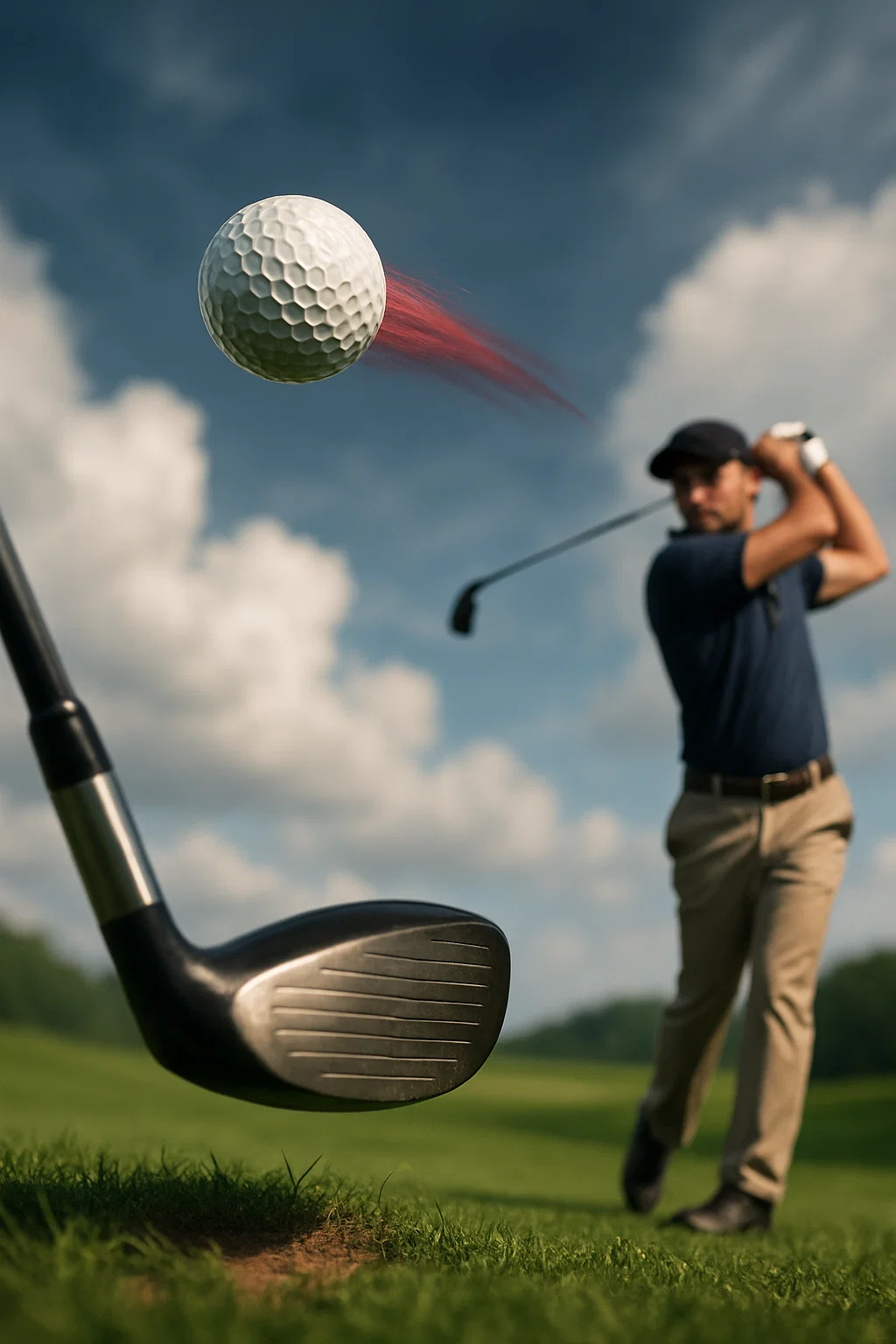 Golfer slaat bal ver weg op de green – live golftoernooien streamen via IPTV